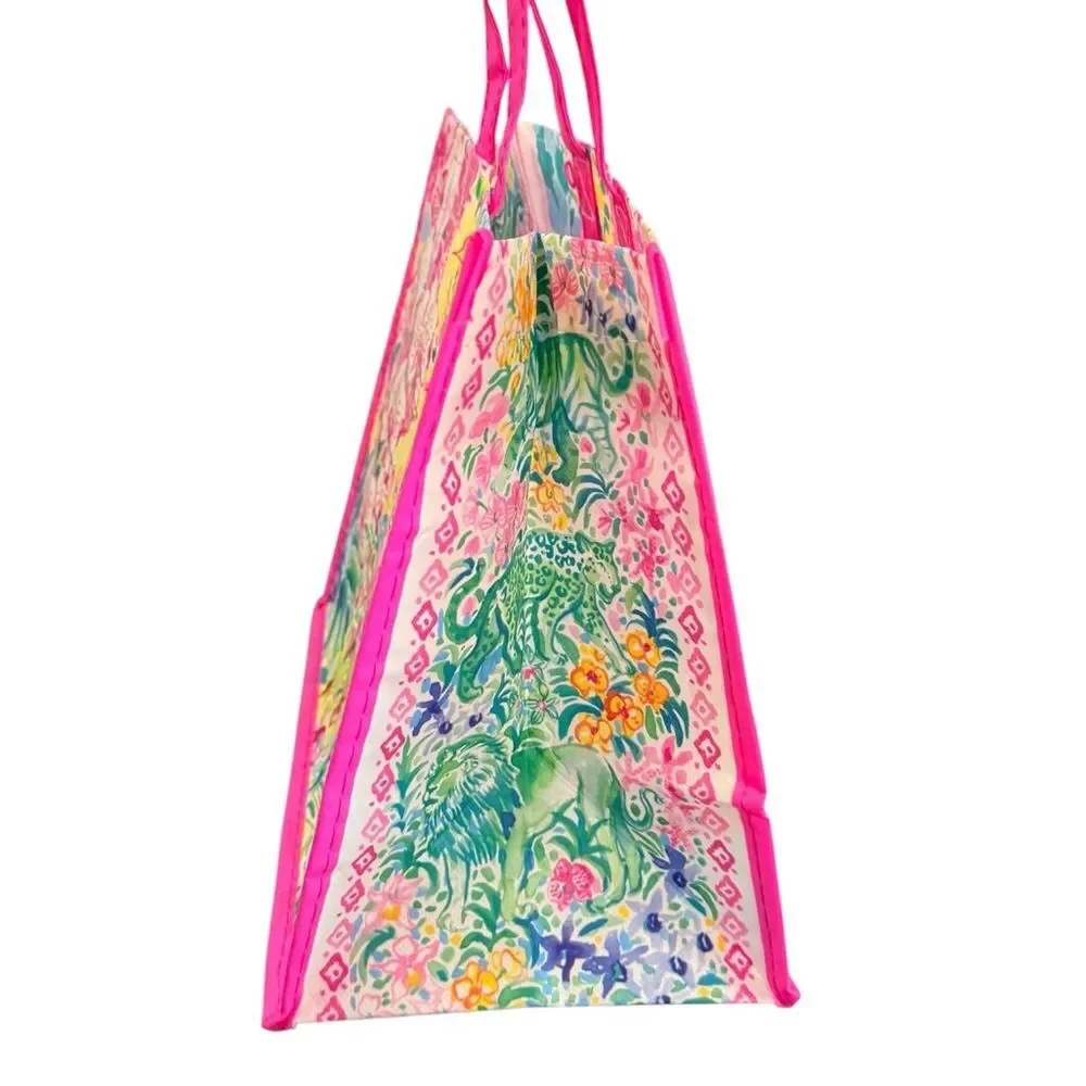 Lilly Pulitzer Reusable Lightweight Shopping Tote Bag Colorful Floral Pattern.